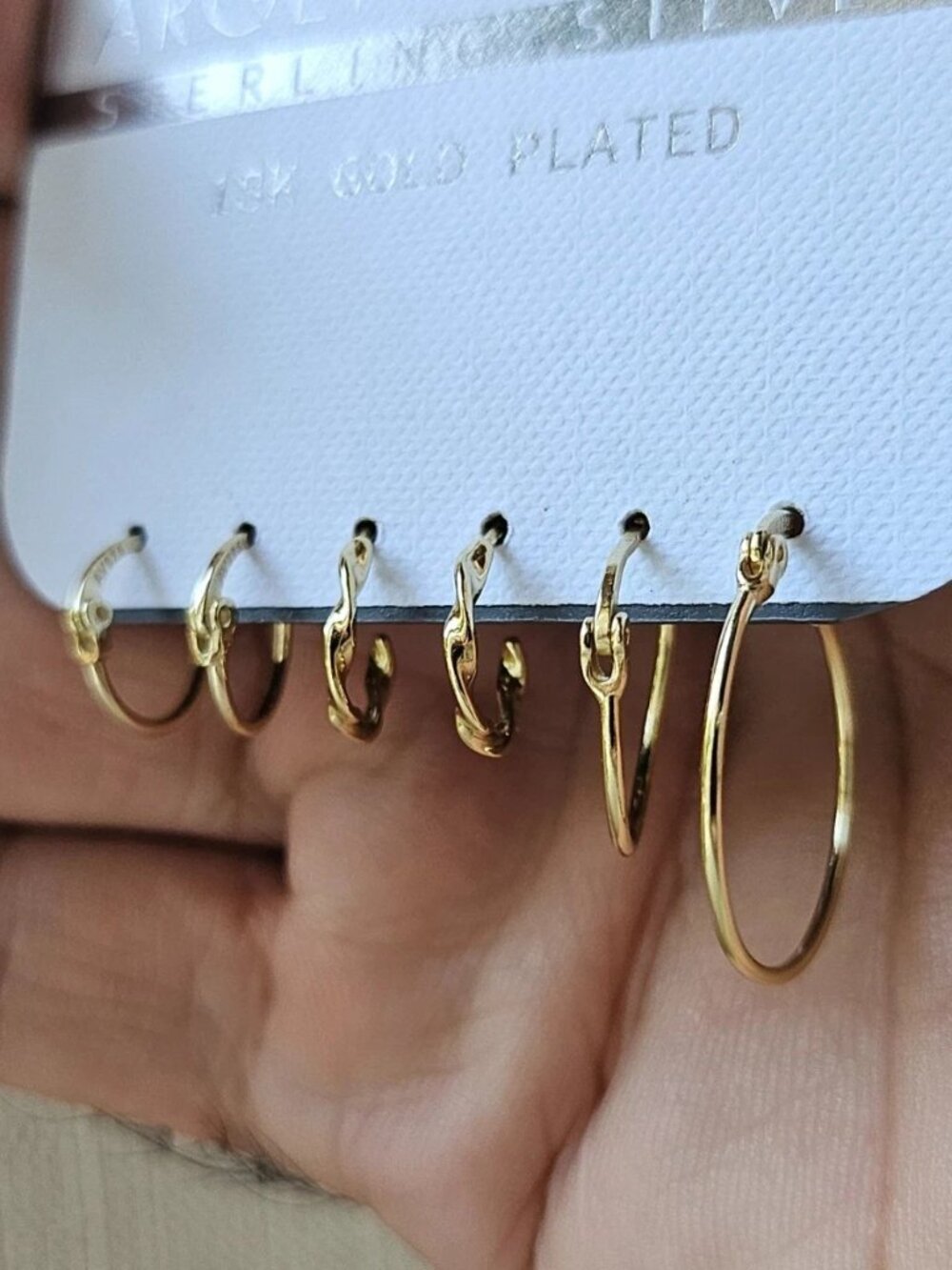 Argento Vivo Women Earrings Gold Plated over Sterling silver Jewelry Set of 3 - Picture 4 of 12